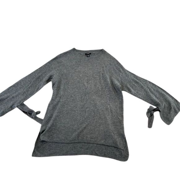 Petite Gray Tie Sleeve Knit Sweater Women's Size S Casual Pullover - Picture 1 of 5